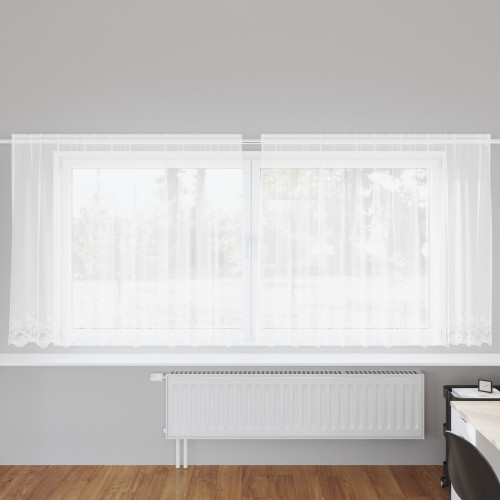 vidaXL Čipková záclona so záclonami Biela 300 x 180 cm Polyester