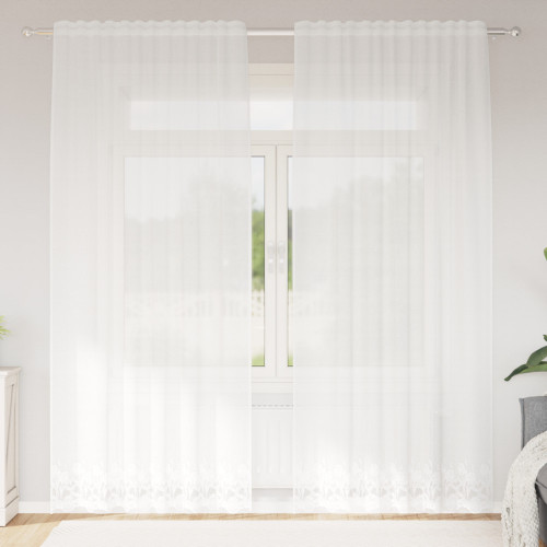 vidaXL Čipková záclona so záclonami Biela 150 x 200 cm Polyester