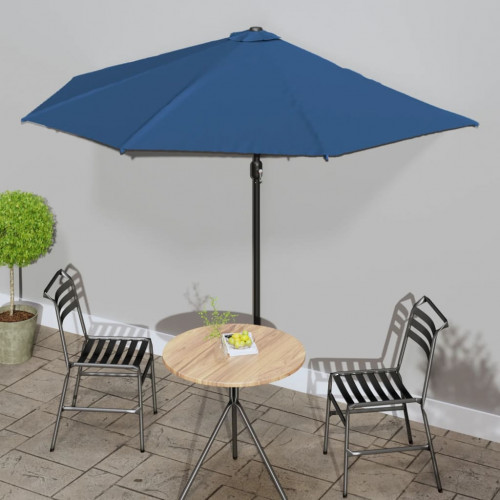 vidaXL Balkónový slnečník, hliníková tyč, modrý 300x155x223cm, polkruh
