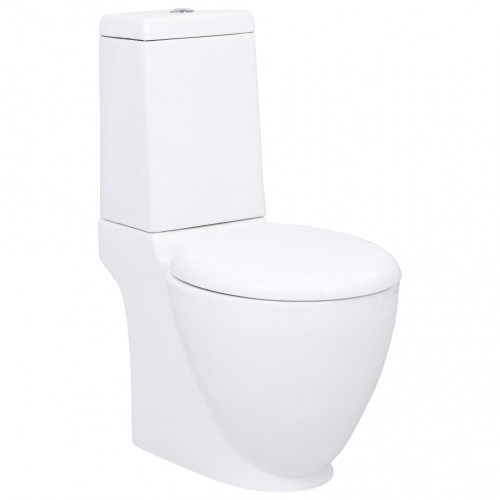vidaXL Keramická toaleta/WC do kúpeľne, okrúhla, spodný odtok, biela