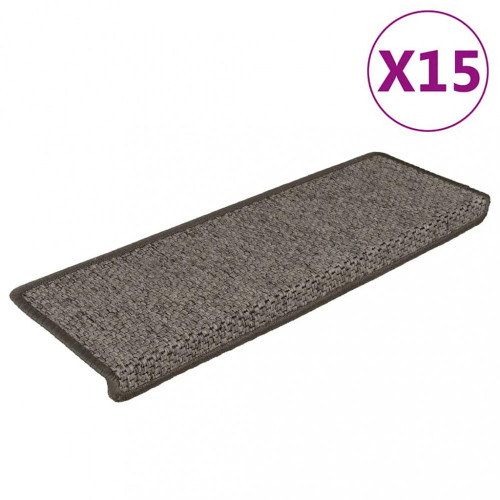 vidaXL Nášľapy na schody vzhľad sisal 15 ks 65x21x4 cm sivé a béžové