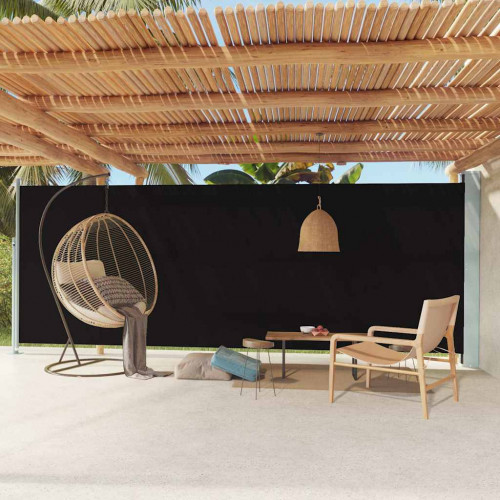 vidaXL Zaťahovacia bočná markíza na terasu 200x600 cm čierna