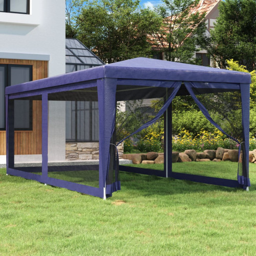 vidaXL Párty stan so 6 sieťkovanými bočnými stenami modrý 3x6 m HDPE