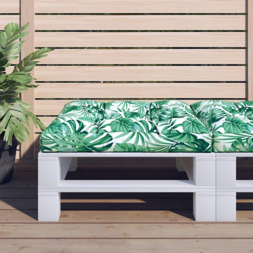 vidaXL Podložka na paletovú sedačku vzor s listami 70x70x12 cm