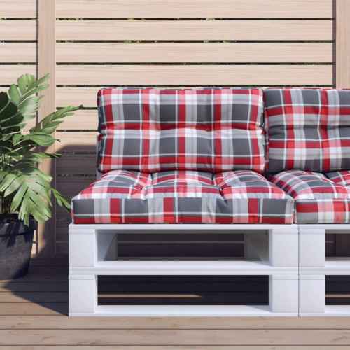 vidaXL Podložka na paletový nábytok, červené kocky 80x40x12 cm, látka