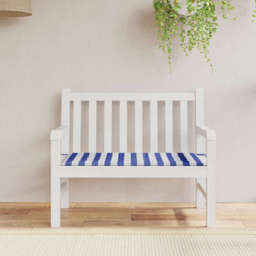 vidaXL Podložka na záhradnú lavičku modro-biele pruhy 120x50x4cm látka