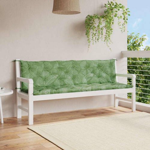 vidaXL Podložky na záhradnú lavičku 2 ks vzor listov 200x50x7 cm látka