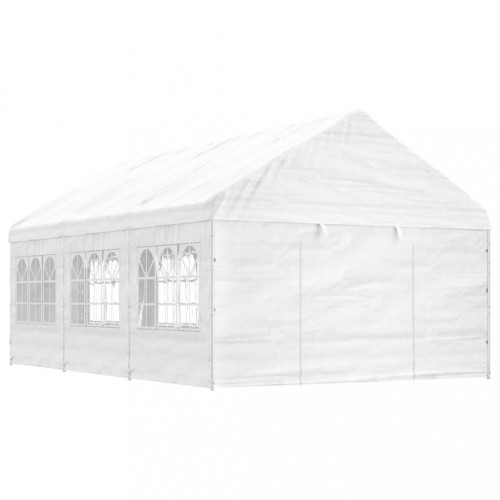 vidaXL Altánok so strechou, biely 6,69x4,08x3,22 m, polyetylén