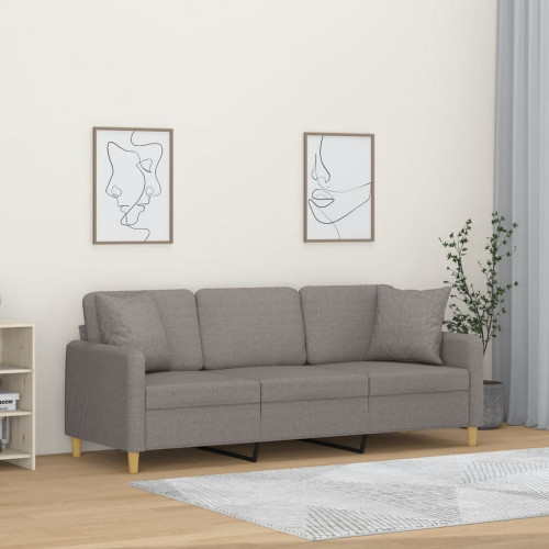 vidaXL 3-miestna pohovka s vankúšmi sivohnedá 180 cm látka