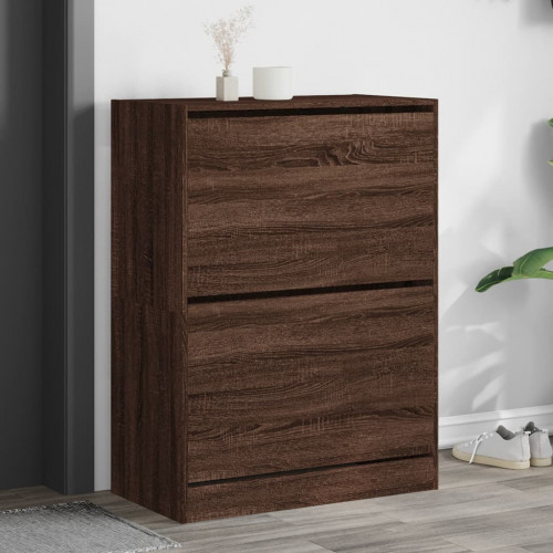 vidaXL Botník s 2 výklopnými zásuvkami hnedý dub 80x42x108 cm