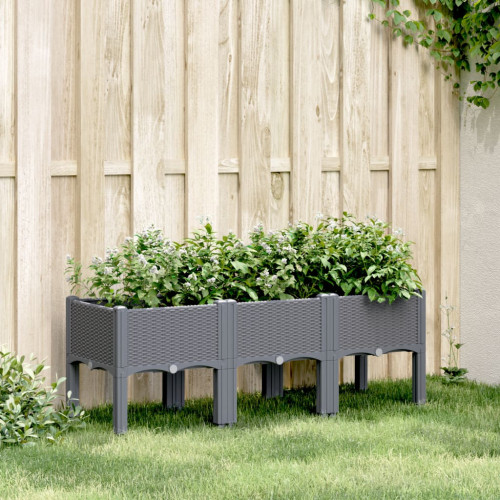 vidaXL Záhradný kvetináč s nohami modrosivý 120x40x42 cm PP