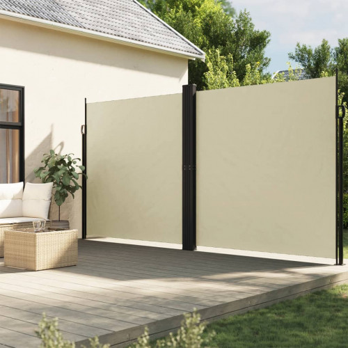 vidaXL Zaťahovacia bočná markíza, krémová 220x1200 cm
