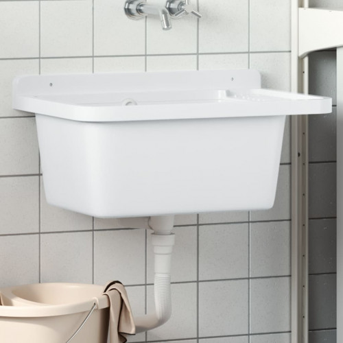 vidaXL Umývadlo na montáž na stenu biele 60x40x28 cm živica