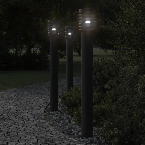 vidaXL Vonkajšie stojace lampy 3 ks čierne 110 cm nehrdzavejúca oceľ