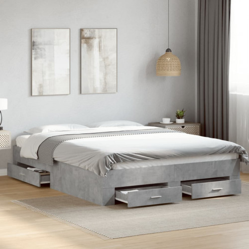 vidaXL Posteľný rám so zásuvkami betónovosivý 150x200cm kompozit.drevo