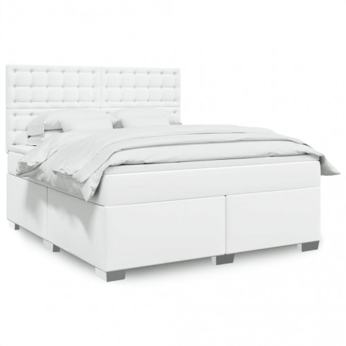 vidaXL Boxspring posteľ s matracom biela 180x200 cm umelá koža