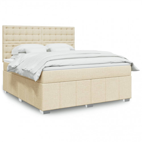 vidaXL Posteľný rám boxspring s matracom krémový 180x200 cm látka