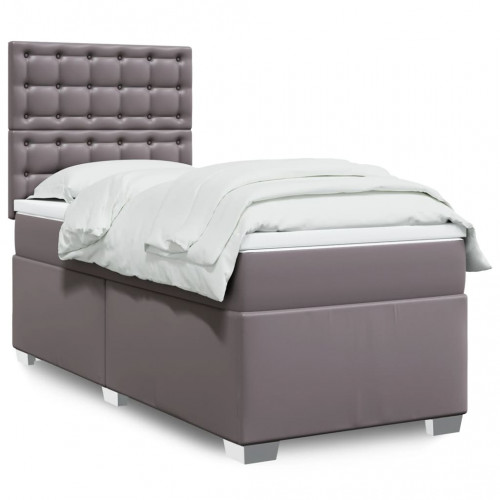 vidaXL Boxspring posteľ s matracom sivá 90x190 cm umelá koža