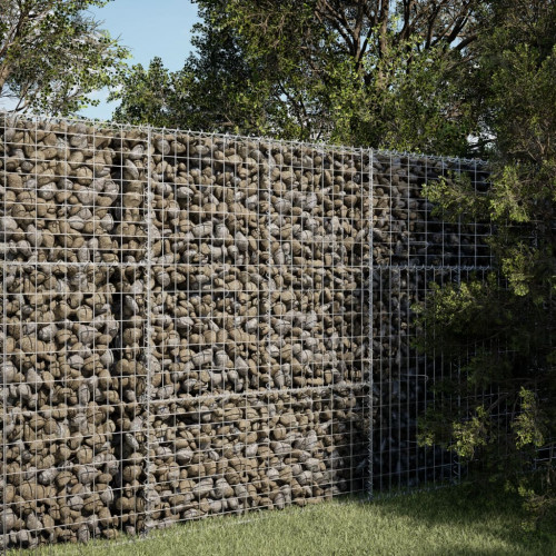 vidaXL Gabiónový kôš s krytom 100x100x150 cm pozinkované železo
