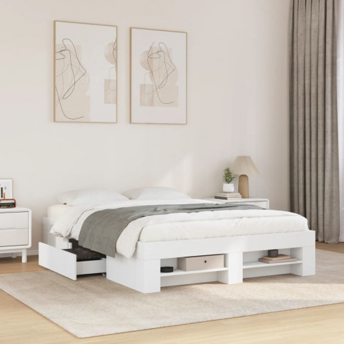 vidaXL Posteľný rám biely 140x190 cm kompozitné drevo