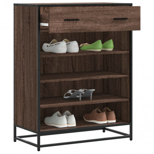 vidaXL Skrinka na topánky, hnedý dub 75x38x97,5cm kompozitné drevo+kov