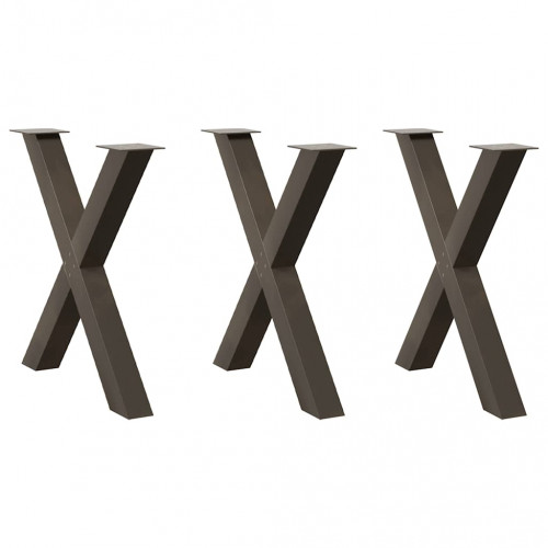 vidaXL Nohy jedálenského stola v tvare X 3 ks 70x(72-73) cm oceľ
