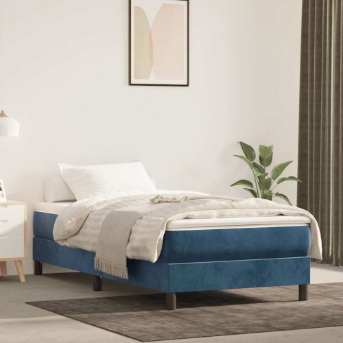 vidaXL Matrac s taštičkovými pružinami tmavomodrý 90x220x20 cm zamat