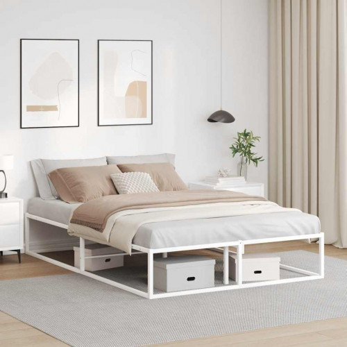 vidaXL Posteľ bez matraca biely 140x200 cm kov