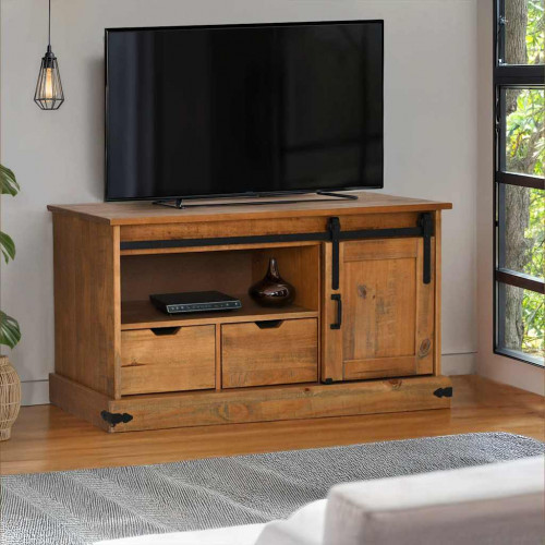 vidaXL TV skrinka HALDEN s posuvnymi dverami 110x40x60 cm Masiv