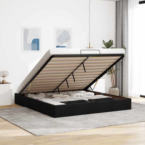 vidaXL Osmanský rám postele bez matraca Čierna 200x200 cm Látka