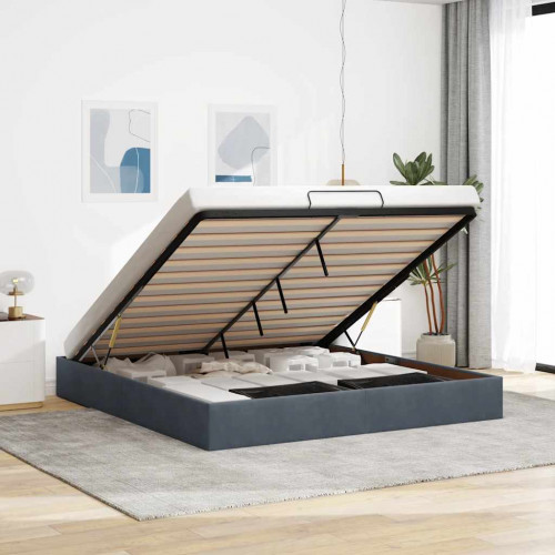 vidaXL Osmanský rám postele bez matraca Tmavosivá 200x200 cm Zamat
