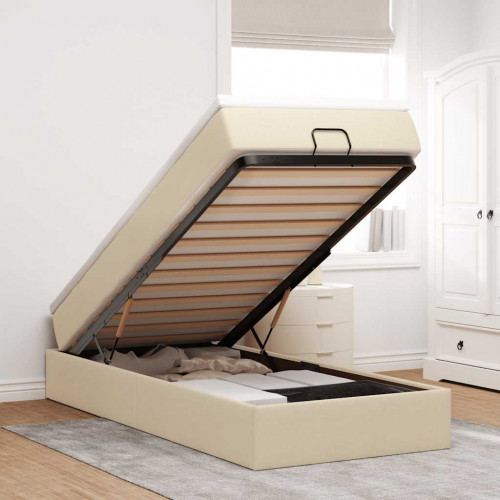 vidaXL Osmanský rám postele s matracom krémová 90x200 cm látka