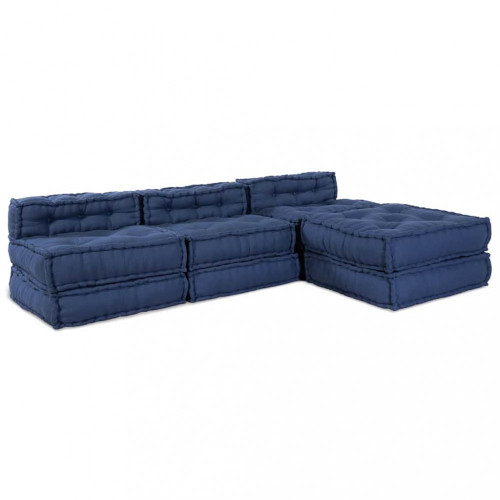 vidaXL Modulárne Puffe - 4-pack v indigo látke
