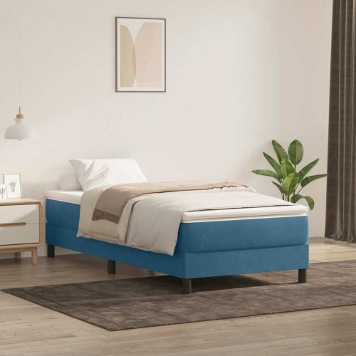 vidaXL Posteľný rám boxsping bez matracom tmavomodrý 80x220 cm zamat
