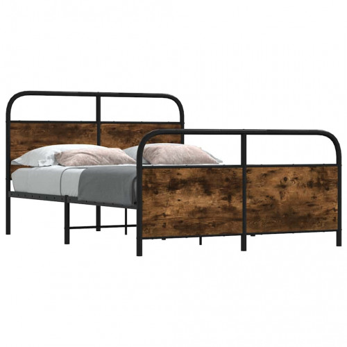 vidaXL Kovový posteľný rám bez matraca, tmavý dub 137x190 cm