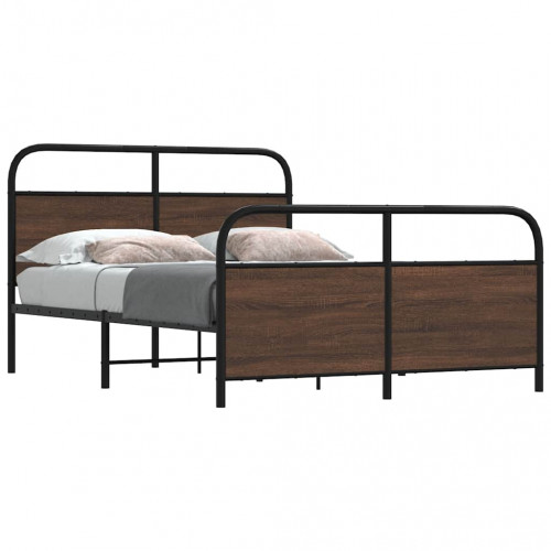 vidaXL Kovový posteľný rám bez matraca hnedý dub 137x190 cm
