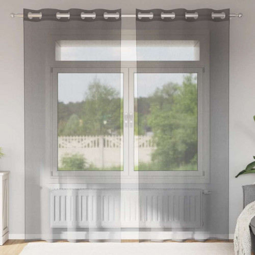 vidaXL Voálové závesy s priechodkami 2 ks tmavosivé 140x225 cm