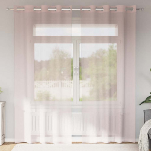 vidaXL voálové závesy s priechodkami 2 ks svetloružové 140x225 cm