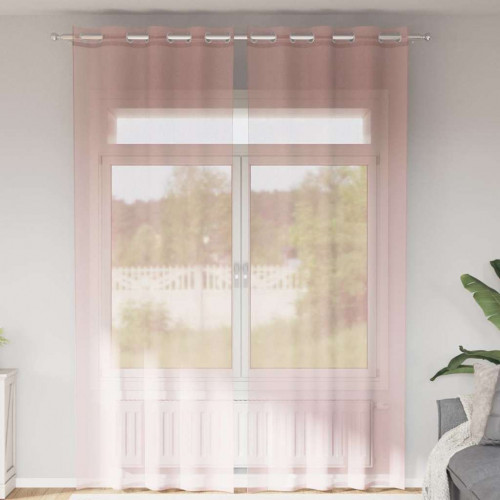 vidaXL Voálové závesy s priechodkami 2 ks svetloružové 140x260 cm