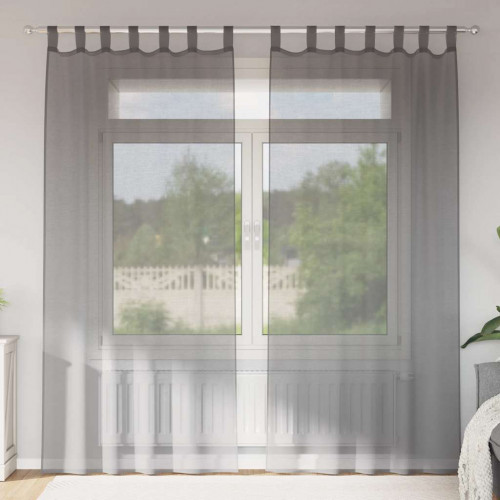vidaXL Voálové závesy s pútkami, 2 ks, tmavosivé, 140x225 cm