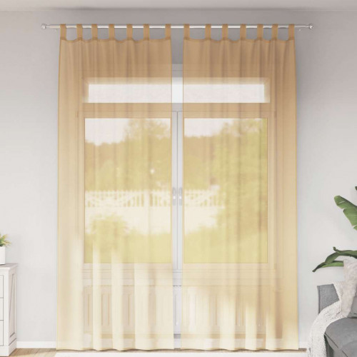 vidaXL Voálové závesy so slučkami 2 ks Piesok 140x260 cm