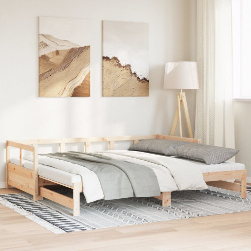 vidaXL Vysúvacia denná posteľ s matracmi 90x200 cm, borovica