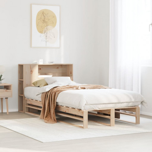 vidaXL Posteľ s knižnicou bez matraca 75x190 cm masívne drevo