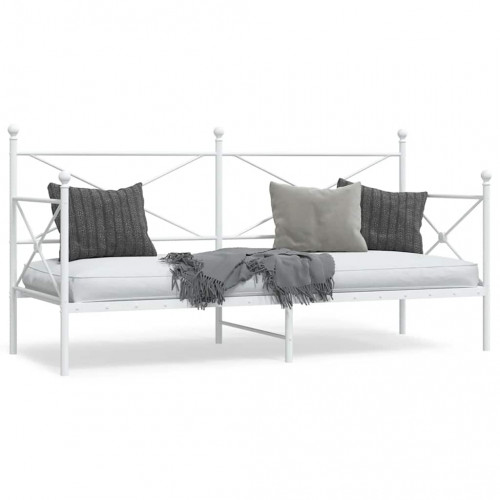 VidaXL Denná posteľ bez matraca Biela 90x200 cm Oceľ
