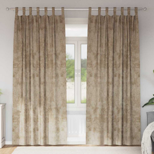 vidaXL Závesy z velúru 2 ks s okami v champagne farbe, 260x140 cm