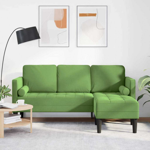 vidaXL 3-miestna pohovka s chaise L tvarovaná svetlozelená 160 cm z jemného zamatového materiálu