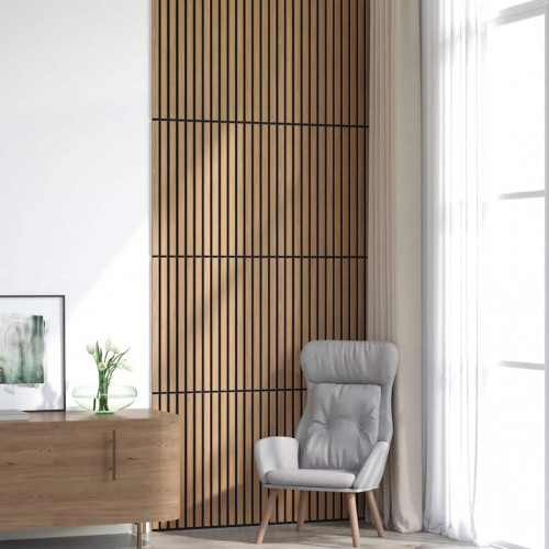 vidaXL akustické nástenné panely 8 ks lamelové 60,5x60 cm dubová dyha