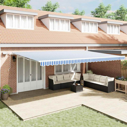 vidaXL Zatemniteľná markíza with Modrá a biela 6 x 3 m Textil a kov