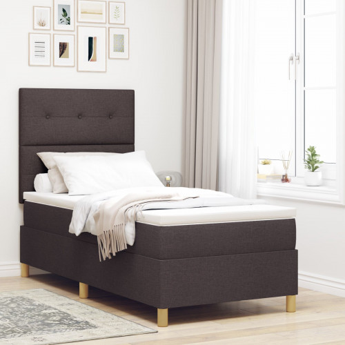 vidaXL Posteľ s pružinovou základňou a matracom tmavo hnedá 90x200 cm látka