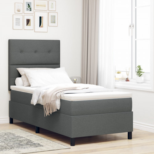 vidaXL Boxspring posteľ s matracom Tmavá šedá Jednolôžková látka